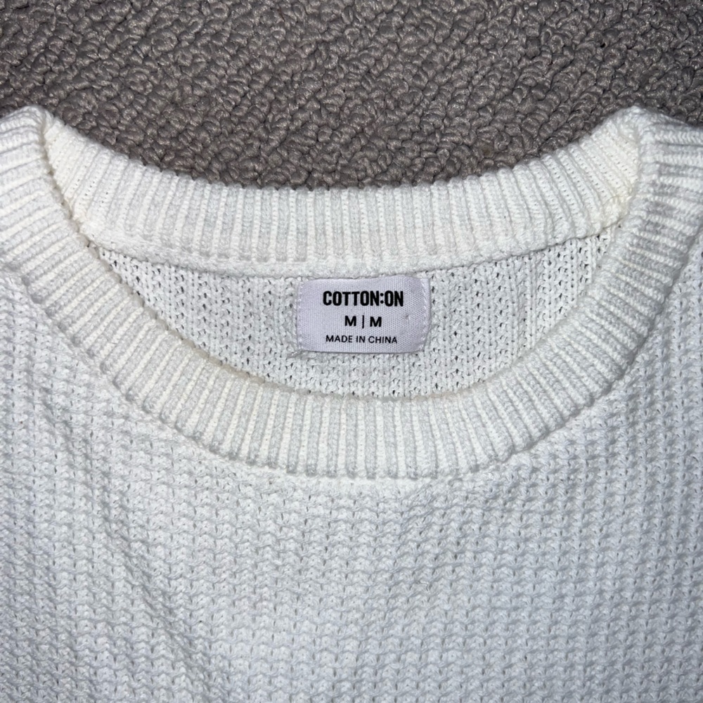 Cotton On Women's White Textured Crewneck Sweater